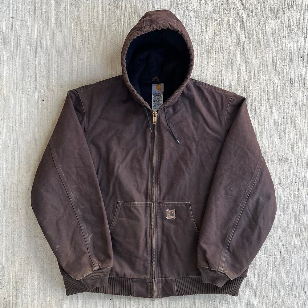 Carhartt J130 DKB brown hooded work wear jacket